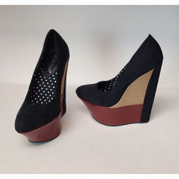 LIliana Colorblock Wedge Platform Shoes Size 6.5 Multicolor Black - Picture 7 of 9